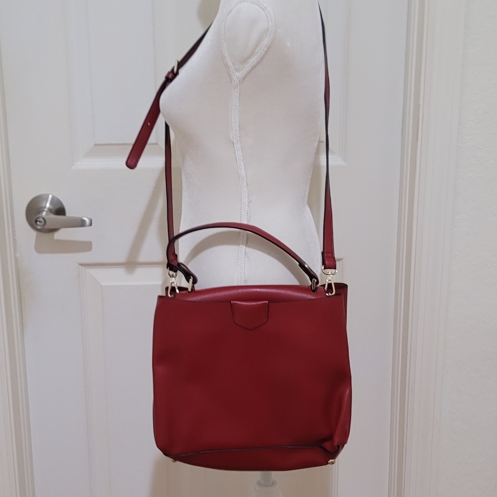 Red Vegan Leather Crossbody Bag/ Small Accessory  Bag